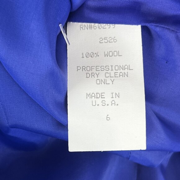 VTG Women 6 Wool Skirt Set Blue Ruffle Retro Business Church USA Noviello Bloom - Picture 4 of 14